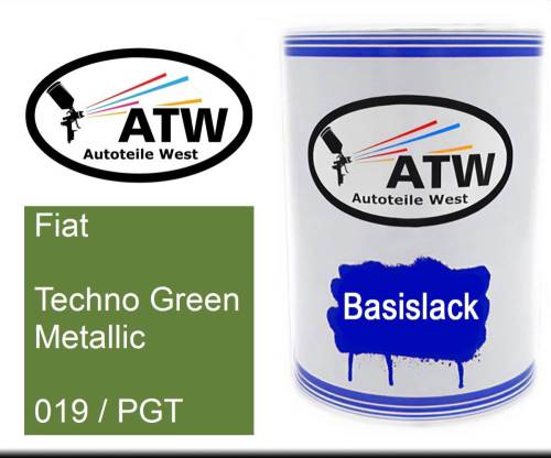 Fiat, Techno Green Metallic, 019 / PGT: 500ml Lackdose, von ATW Autoteile West.